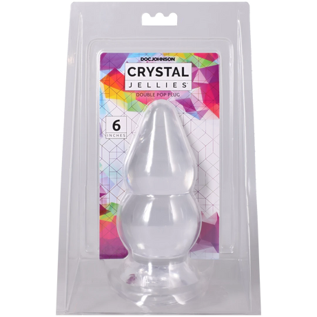 Crystal Jellies Double Pop Plug 6 Inch Clear in packaging with vibrant colors on the label.