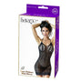 Savage Lingerie Lace Fishnet Mini Dress Black packaging featuring a fitted fishnet design and elegant lace trim.