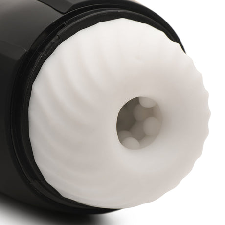 Close-up of the LoveBotz Milker Max, featuring a soft TPE sleeve with enticing textures for enhanced pleasure.