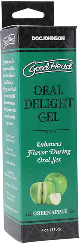 Good Head Oral Delight Gel 4 Oz Green Apple packaging with green apple flavor indication.