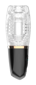 Blowjob Vibrating Sucker Oral Sex Masturbator showcasing a clear design with ergonomic handheld styling.