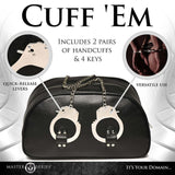 Master Series travel bag featuring handcuff handles, quick-release levers, and includes 2 pairs of handcuffs and keys.