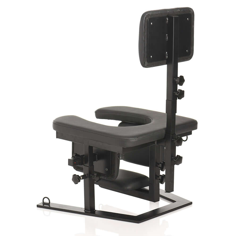 Master Series Pleasure Throne, an adjustable oral sex chair for comfortable intimate experiences.