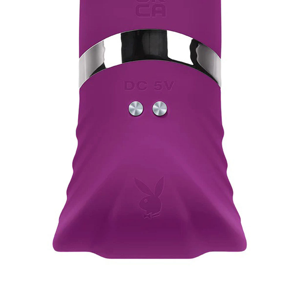 Playboy Pleasure Tap That Tapping G-Spot Vibrator Purple with sleek design and buttons for precise stimulation.