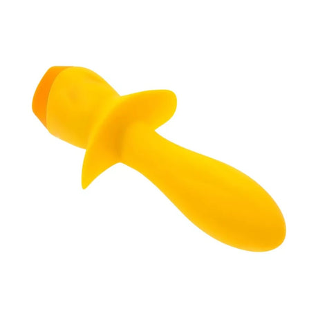 Selopa Mellow Yellow Silicone Vibrating Plug Yellow, bright yellow vibrating anal plug with textured safety base.
