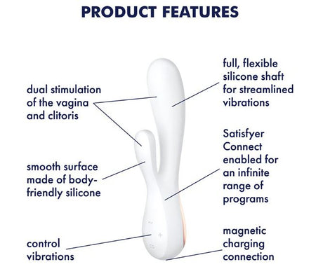 Satisfyer Mono Flex App Controlled Rabbit Vibrator features dual stimulation for optimal pleasure and app connectivity.