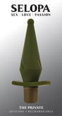 Selopa The Private Vibrating Silicone Anal Plug Green showcased with a sleek design and tapered point for enhanced pleasure.