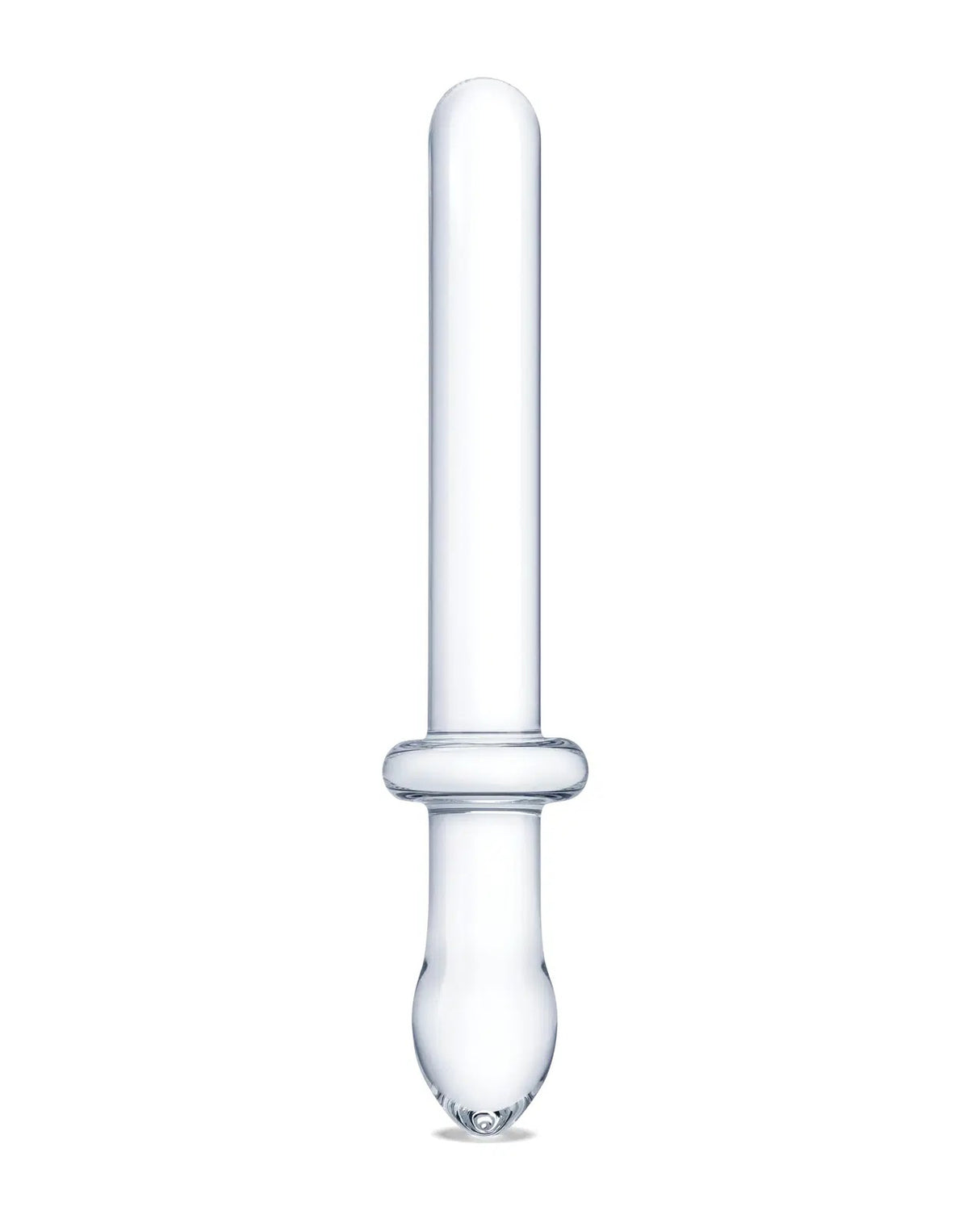 Glas 9.25 Inch Classic Smooth Dual-Ended Dildo Clear, sleek dual-ended glass toy for versatile pleasure.