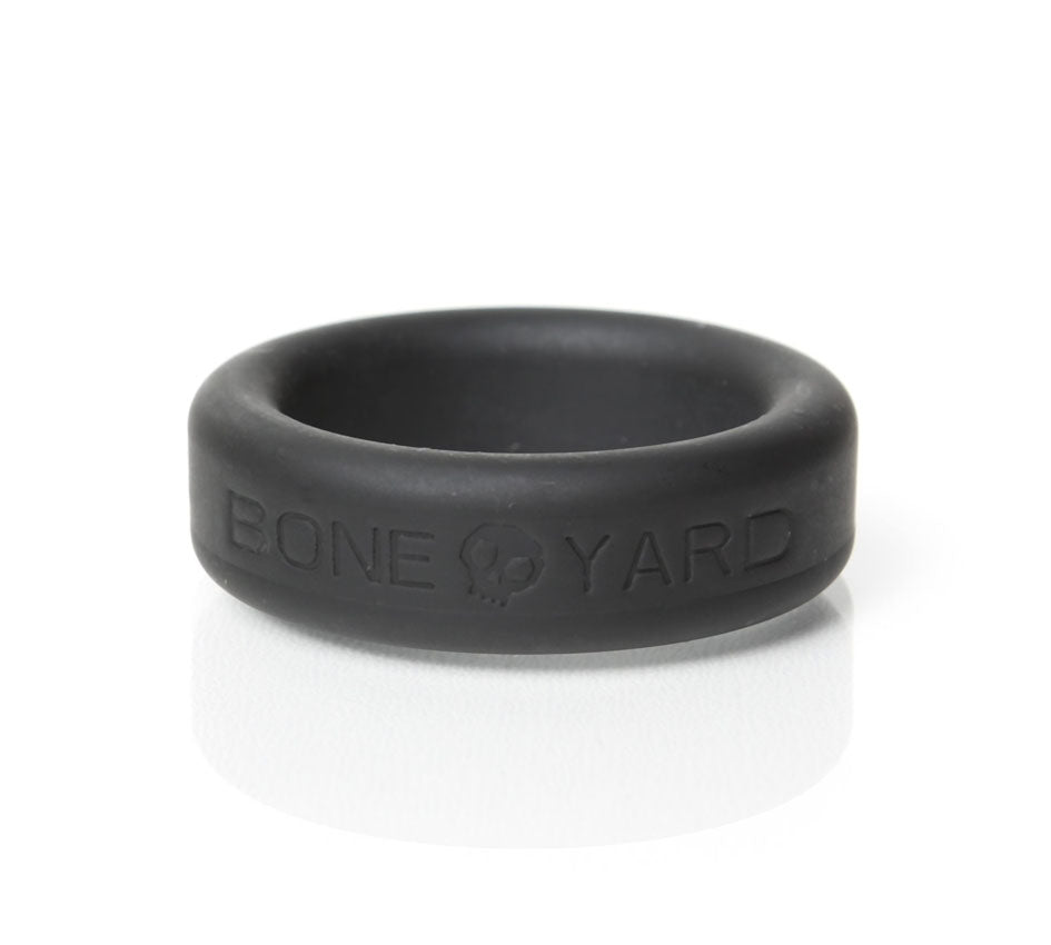 Boneyard Silicone Ring 30 mm Black showcasing its soft-touch finish and durable design.