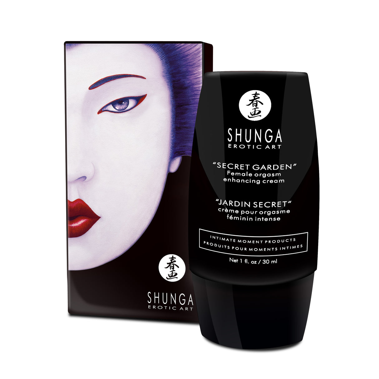 Shunga Secret Garden Clitoral Gel 1 Oz packaging and product, designed to enhance intimate experiences and arousal.