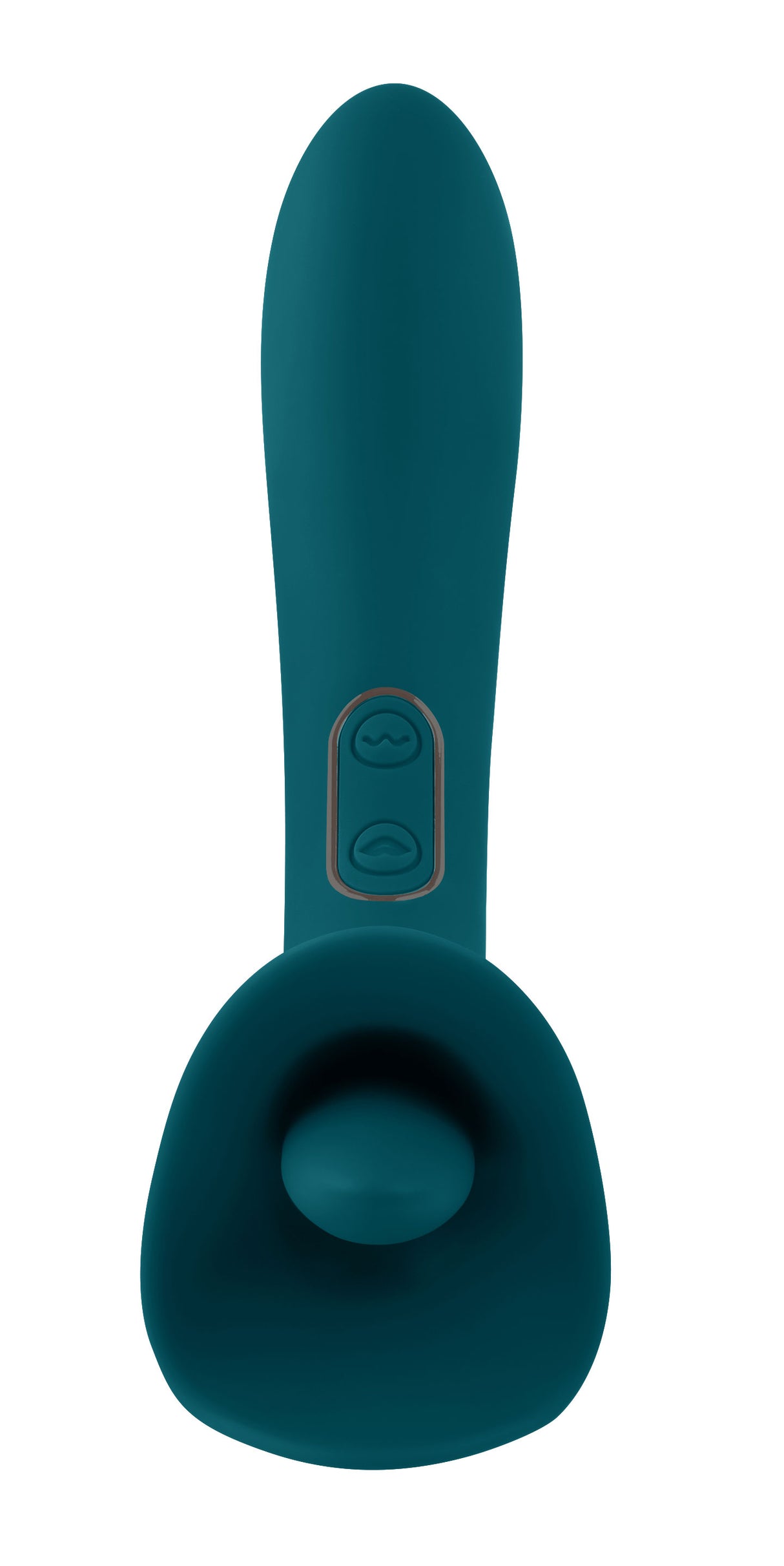 Playboy Pleasure True Indulgence Vibrator Deep Teal showing a soft tongue and vibrating shaft design.