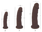 Silexpan Dark Hypoallergenic Silicone Dildo 7 Inch shown alongside 6" and 9" options with measurement details.