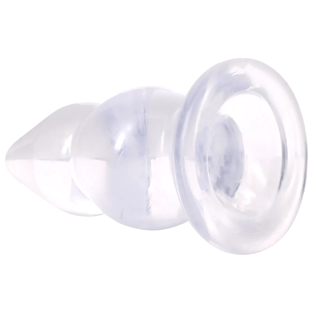 Crystal Jellies Double Pop Plug 6 Inch Clear showcased in clear material with a double curve design.