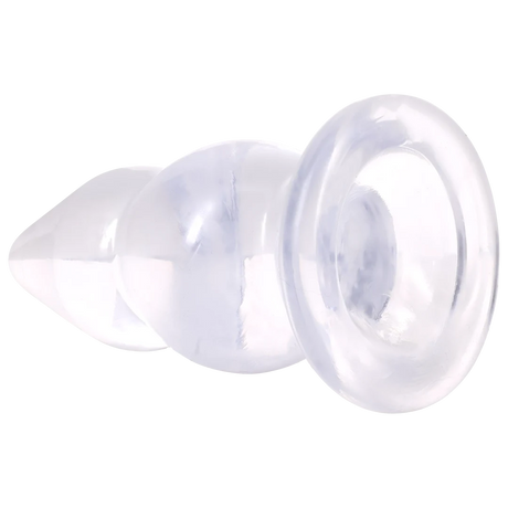 Crystal Jellies Double Pop Plug 6 Inch Clear showcased in clear material with a double curve design.
