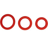 Ram Ultra Cocksweller Silicone Cock Rings Red three graduated sizes showcasing stretchy silicone for enhanced erection.
