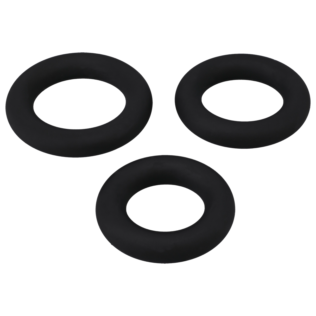 Titanmen Cushioned C-Ring 3 Piece Silicone Set Black featuring three black silicone rings for enhanced performance.