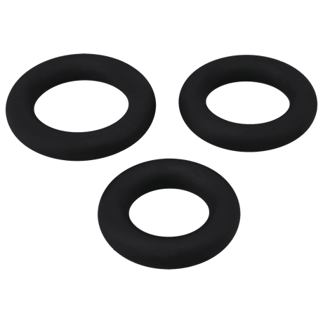 Titanmen Cushioned C-Ring 3 Piece Silicone Set Black featuring three black silicone rings for enhanced performance.