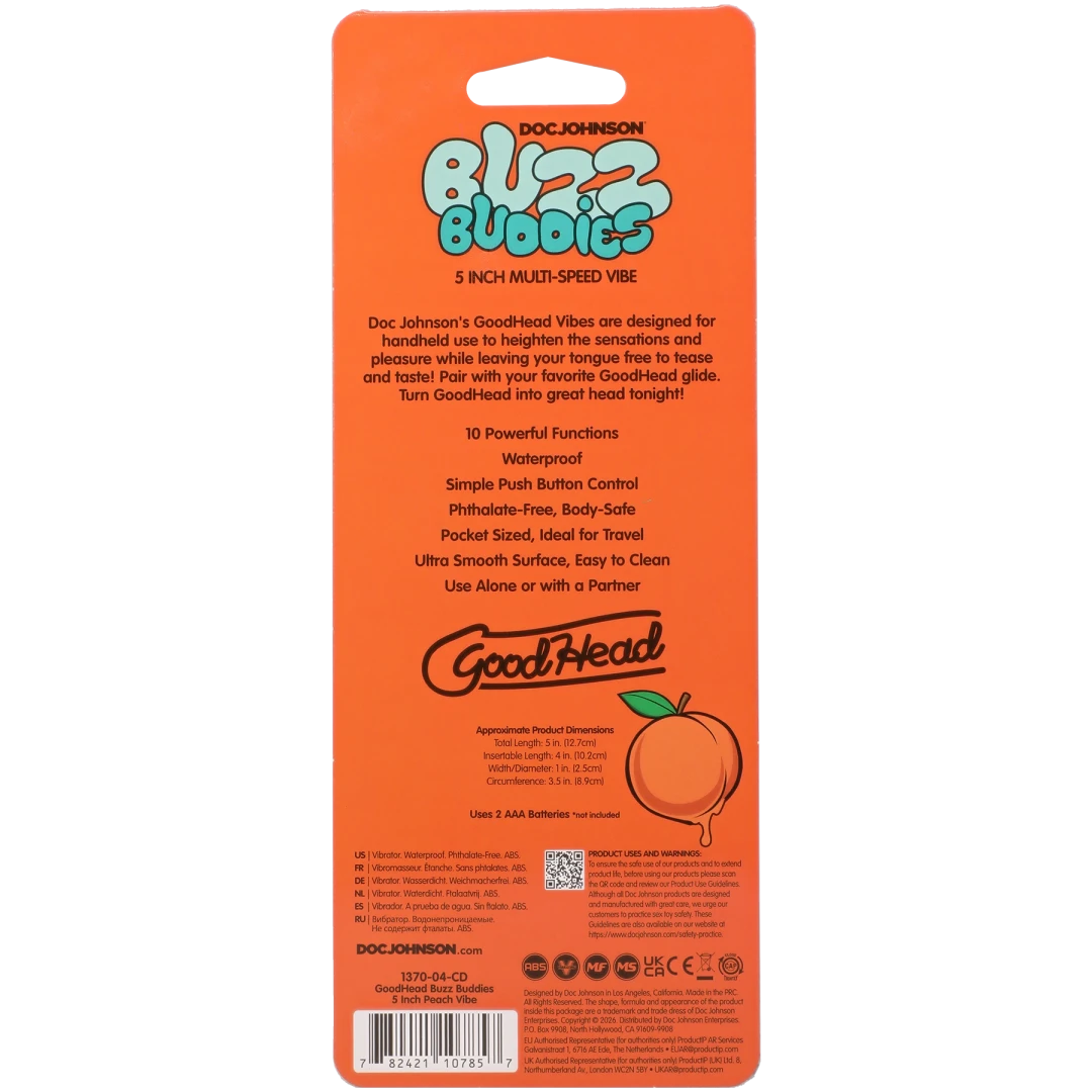 Goodhead Buzz Buddies 5 Inch Muti-Speed Vibe Peaches