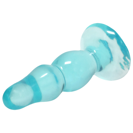 Image of Crystal Jellies Novice Pop Plug 4 Inch Teal, beginner-friendly anal plug with tapered tip for smooth insertion.