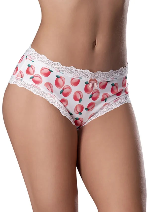 Magic Silk Sweet Treats Boy Short 2XL Peach with playful peach print and lace trim