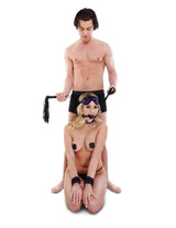 Fetish Fantasy Animal Instinct 5 Pc Bondage kit showcasing stylish purple zebra print in a bondage scenario.