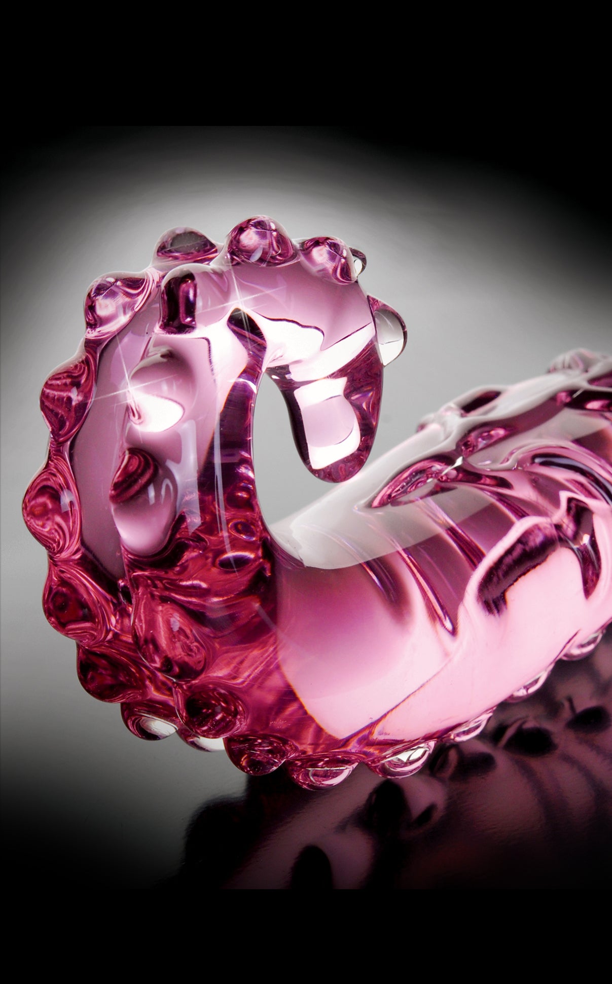 Icicles No 24 Hand Blown Glass Massager Pink with intricate design and glossy finish, showcasing its elegant craftsmanship.