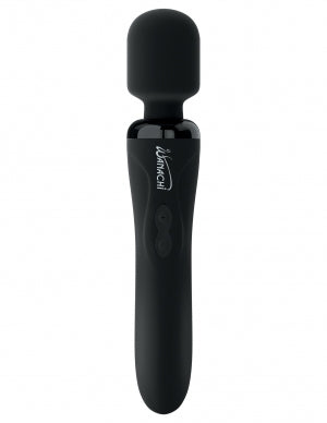 Wanachi Body Recharger Silicone Wand Massager Black with velvety head and flexible neck for deep vibrations.