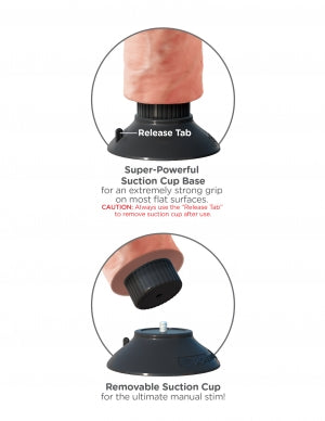 King Cock 8 Inch Vibrating Realistic Dildo Flesh with super-powerful suction cup base for secure grip.