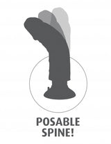 King Cock 10 Inch Vibrating Dildo with Balls Beige with posable spine for customized positioning.