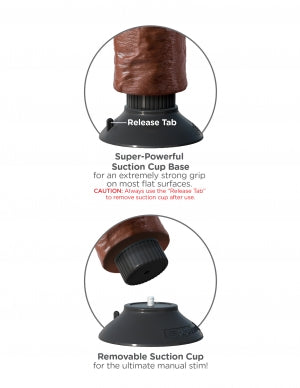 King Cock 10 Inch Vibrating Dildo with Balls Brown with super-powerful suction cup base for strong grip.