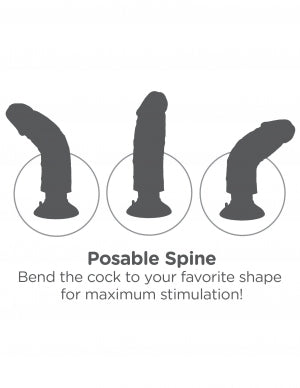 Posable spine of King Cock 10 Inch Vibrating Dildo with Balls Brown for customizable stimulation.
