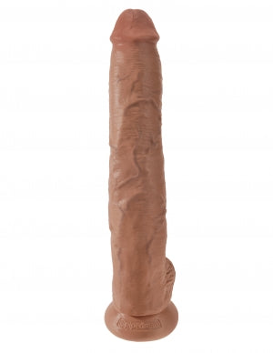 King Cock 14 Inch Cock with Balls Dildo Tan showcasing its lifelike design and realistic details.
