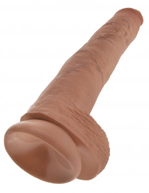 King Cock 14 Inch Cock with Balls Dildo Tan featuring realistic details and lifelike design.