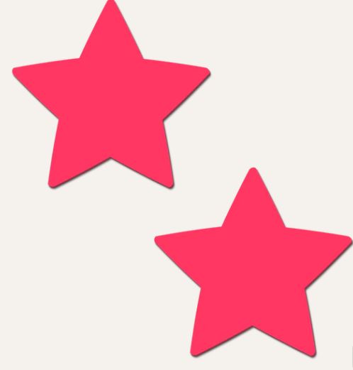 Pastease Star Glow In The Dark Pasties Neon Pink star-shaped nipple covers in vibrant neon pink color.