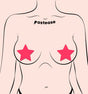 Pastease Star Glow In The Dark Pasties Neon Pink on a model's chest highlighting vibrant star-shaped nipple covers.