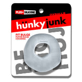 Oxballs Fit Bulge Hung-Style Cockring Clear Steam in packaging showcasing design and features.