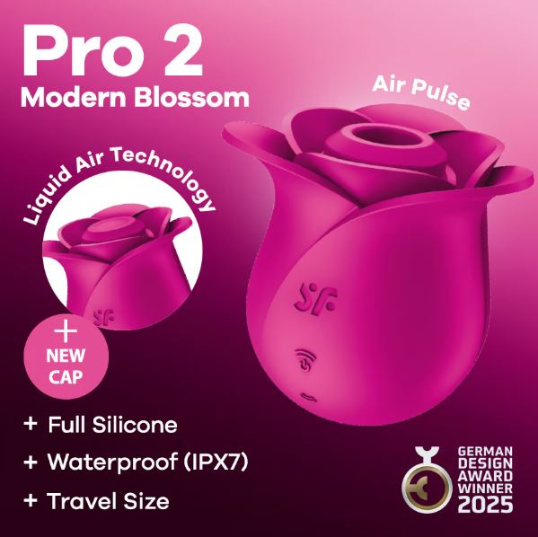 Satisfyer Pro 2 Modern Blossom Air Pulse Vibrator with Liquid Air Technology and floral design.
