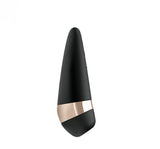 Satisfyer Pro 3 Air Pulse Clitoral Vibrator Black showcasing elegant design and flexible silicone for pleasure.