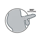 Enhancer Silicone Cock Rings Set Clear shown on a finger, showcasing its 100% silicone material quality.