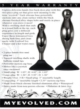 Evolved Joy Sticks 2 Piece Anal Plug Set Black Chrome features tapered shafts and powerful suction bases for hands-free play.