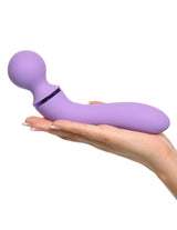 Fantasy For Her Duo Wand Massage-Her Silicone Purple held in hand for intimate pleasure.