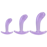 Crystal Jellies Curved Anal Trainer Set Purple featuring three graduated sizes for comfortable anal training.