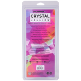Crystal Jellies Curved Realistic Cock With Balls 7 Inch Teal packaging with details and instructions.