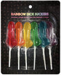 Kheper Games Rainbow Dick Suckers Assorted Flavors in assorted fruity colors including strawberry, orange, and grape.