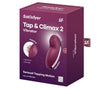 Satisfyer Tap & Climax 2 Lay-On Clitoral Vibrator Red packaging showcasing its tapping and vibration features.