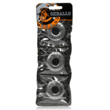 Oxballs Ringer 3 Pack Cock Ring Steel in packaging, three thick stretchy rings for enhanced performance.