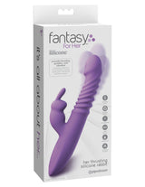 Fantasy For Her Thrusting Silicone Rabbit Vibrator Purple packaging featuring thrusting and vibrating functions.