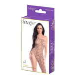 Savage Lingerie Leopard Asymmetric Stocking packaging showcasing bold leopard print design and one-legged silhouette.