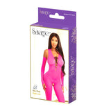 Savage Lingerie Hot Pink Bodysuit in packaging showcasing its vibrant color and daring design.