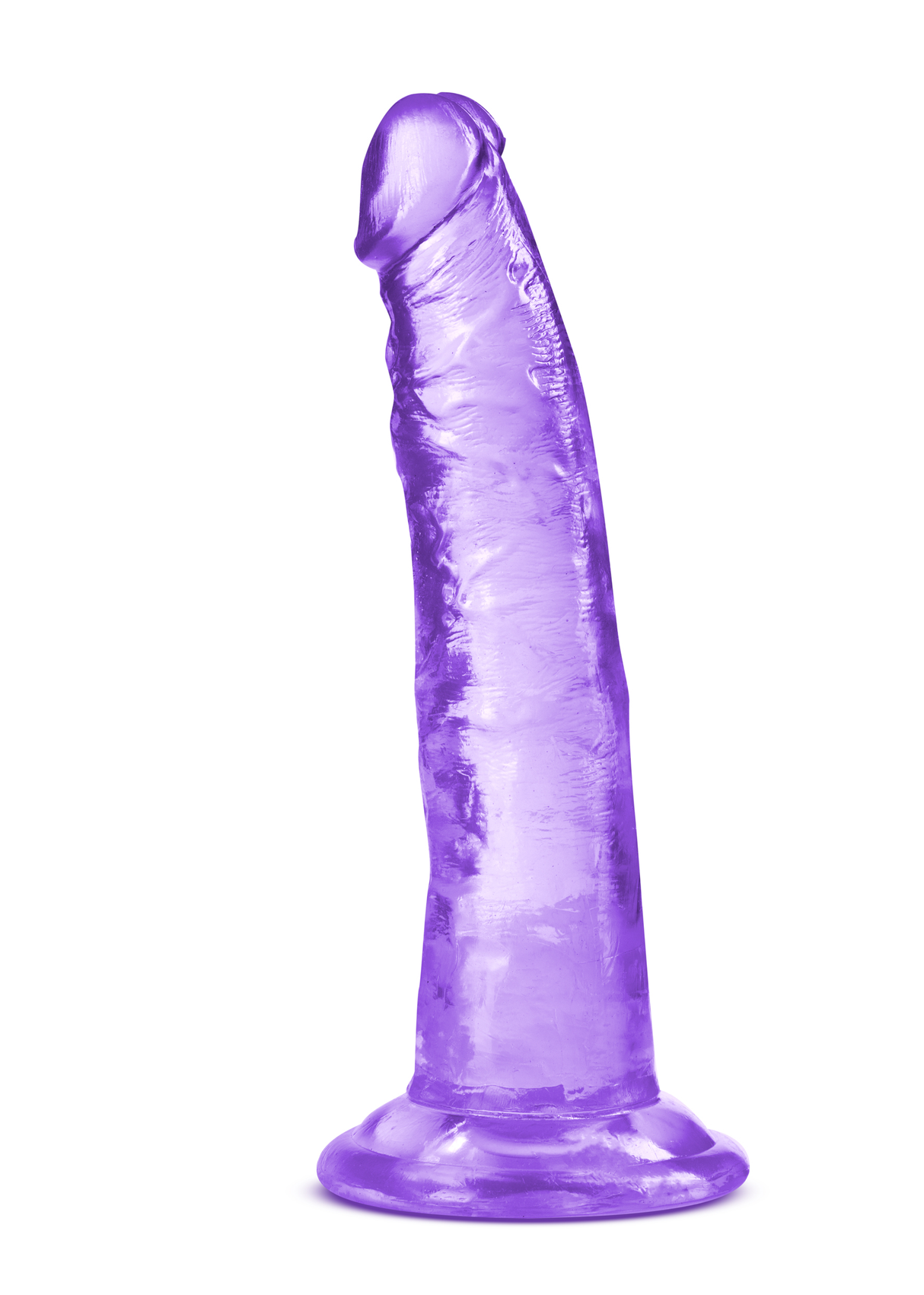 B Yours Plus Lust N Thrust 7 inch Dildo Purple with a realistic design and sturdy suction cup base.